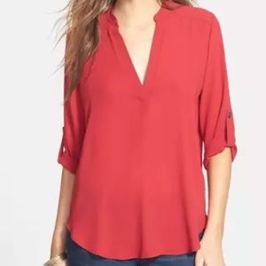 Lush Women's Roll Tab Sleeve Tunic Top